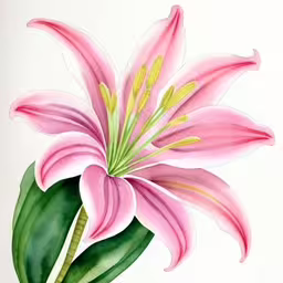 a drawing of pink lily on white paper
