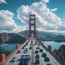 a large bridge that has lots of traffic on it