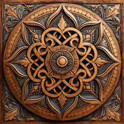 the intricate wooden carving on a wall