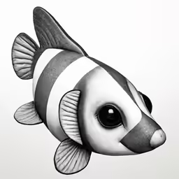 an illustration of a black and white striped fish