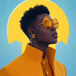 a woman with sunglasses on wearing an orange outfit and gold earrings
