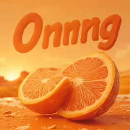 orange cut in half and placed on ground with the word omng written on background