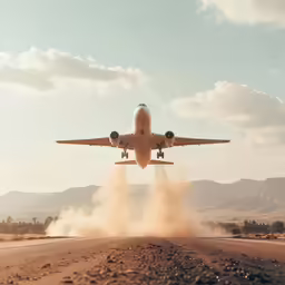 the airplane is coming in to land on the runway