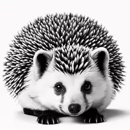 a porcupine sits on its stomach looking at the camera