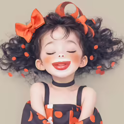 an adorable girl with her hair tied in a bow