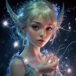 an elf looks surprised at what appears to be exploding out of her hands