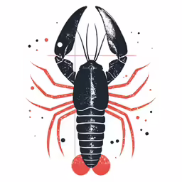 a lobster is shown on top of a red square