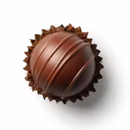 a chocolate dessert sitting in front of a white backdrop