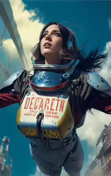 a woman wearing futuristic gear and headphones