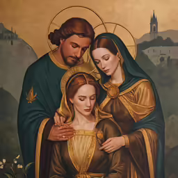 a picture of a woman and man with an infant