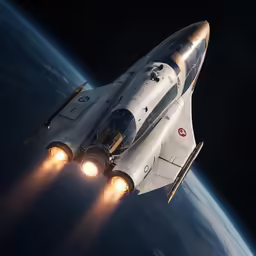 an aerial view of a space shuttle leaving the earth