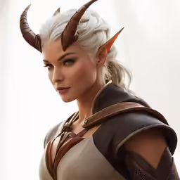 a very cute lady with horns and a bow on her head