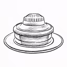 sketch of plate with funnel on top of it
