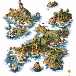 several island and sea maps are depicted in this image