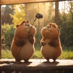 a couple of animals standing on top of a ground