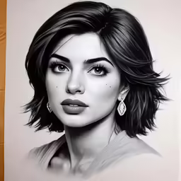 a drawing of a woman with large earrings on