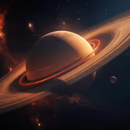 a saturn - like object, in outer space