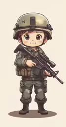 a drawing of an army man with a rifle