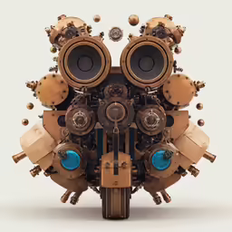 an abstract photo with many mechanical parts arranged