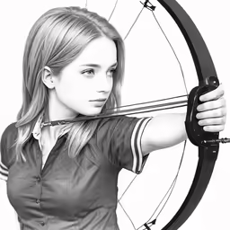 a female tennis player holding a bow and arrow