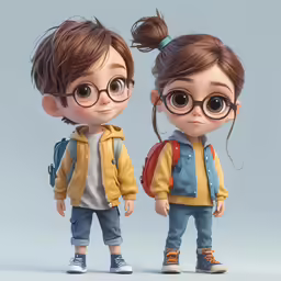 two kids wearing eye glasses on their shoulders