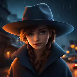 a beautiful redhead woman wearing a hat is posing for a picture