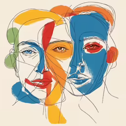 two men are looking at something that looks like their face