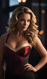 a beautiful woman in a sexy corset posing for the camera