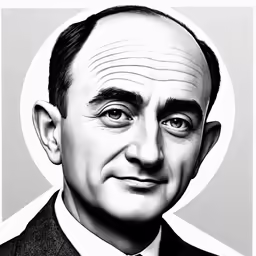 the head and shoulders of a man with an oval shaped black tie
