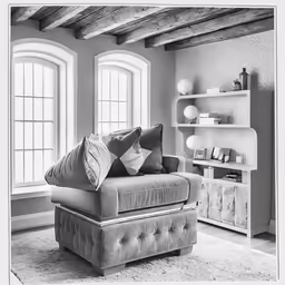 a couch in front of a large window