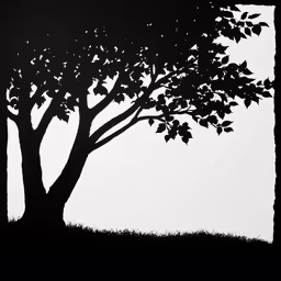 a painting of a tree on a hill