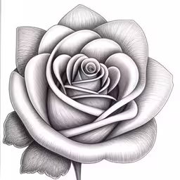 a drawing of a white rose with the center flower in full bloom,a drawing of a white rose on a white paper