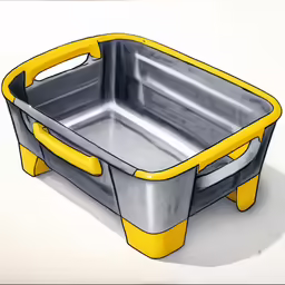 a drawing of a gray and yellow cooler