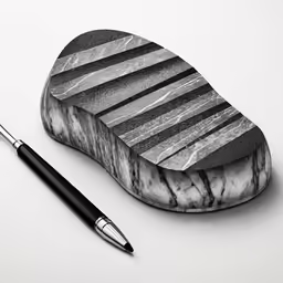 an artistic looking object is shown with a pen