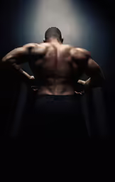 a man with a back pain in the dark