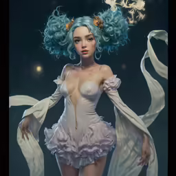 a sexy female with a long dress and some hair