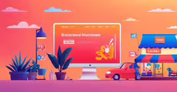 a computer monitor sitting on top of a desk,a computer monitor with a colorful illustration on the screen