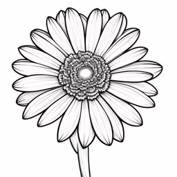 a flower drawn in pencil on paper,drawing a daisy with lines on it,the sketch of a sunflower on white,a drawing of a flower with black and white stripes,a drawing of a sunflower