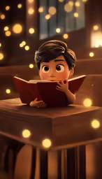 a cartoon character sitting down reading a book