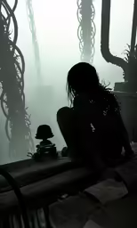 the shadow of a person near an artistic decoration