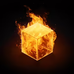 an image of a glowing cube with fire inside