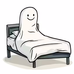 a cartoon character laying on top of a bed