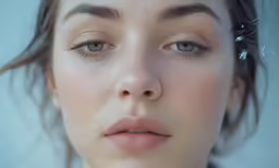 a girl with dark eyes is posing for the camera