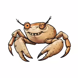 a smiling crab on a white background
