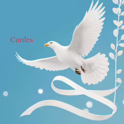 a white dove flies through the air over a string