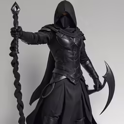 the knight is holding a metal staff