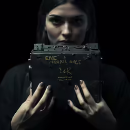 a woman holds a suitcase with the text, epic capital once