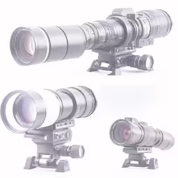 a camera with two lenses and an extension lens on the side