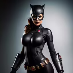 woman dressed as a catwoman posing for a photograph