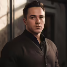 a man looking off in the distance outside